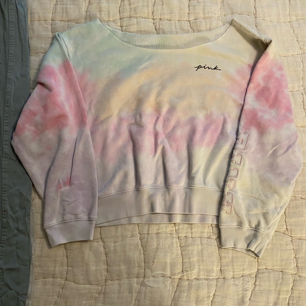 Pink Tie-Dye Cropped Sweatshirt